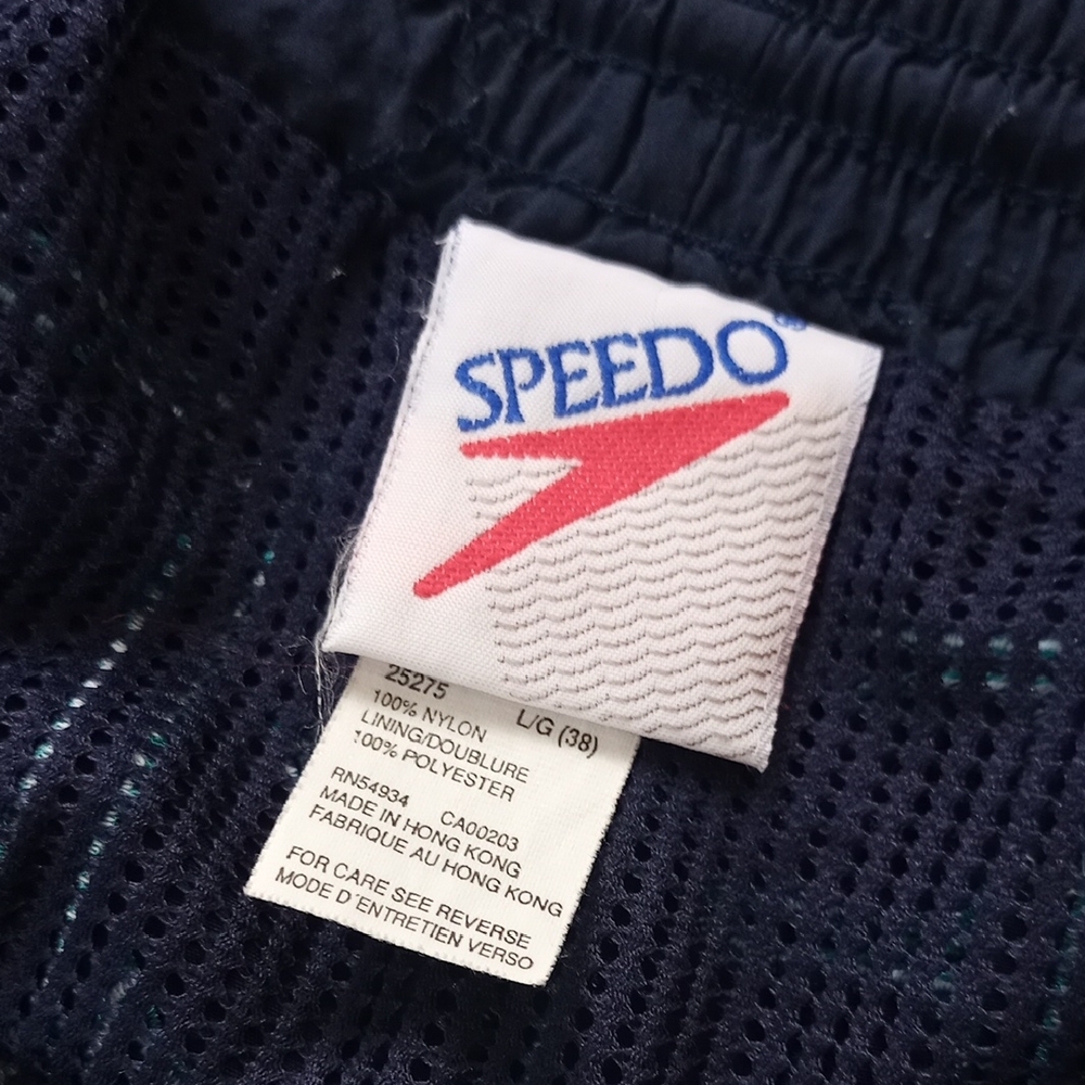 Vintage Speedo Blue Patterned Swim Shorts FUNKY PATTERN 90s - Picture 2 of 8